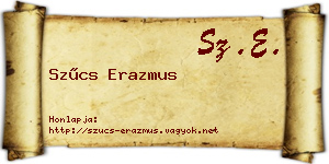 Szűcs Erazmus névjegykártya